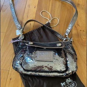Coach silver/graphite sequin handbag